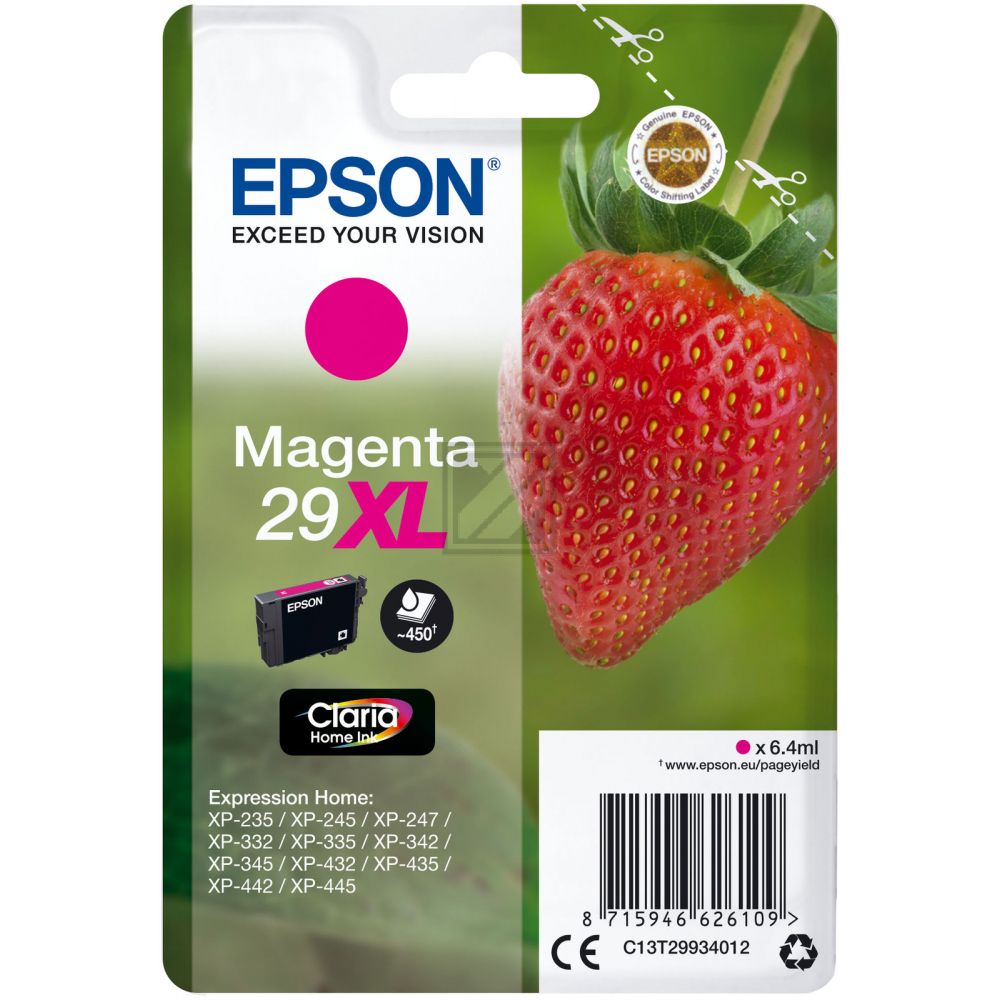 C13T29934012 EPSON XP Tinte magenta HC 450Seiten 6,4ml