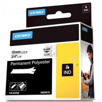 622290 DYMO ID1 19mm SCHWARZ-KLAR Polyester Schriftband 5,5m