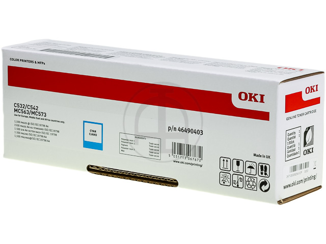 46490403 OKI C532 TONER CYAN ST 1500Seiten Standard Kapazitaet