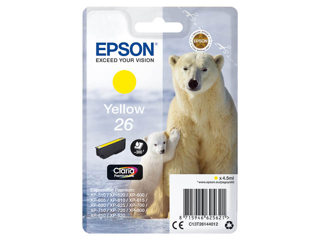 C13T26144012 EPSON XP600 TINTE YELLOW ST 4,5ml 300Seiten Standard Kapazitaet