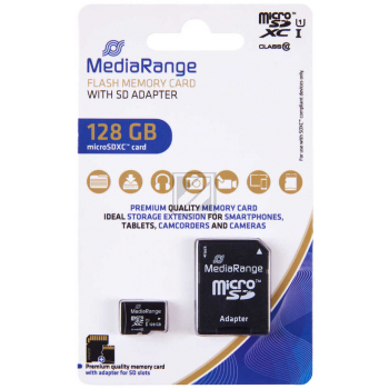 MEDIARANGE MICRO SDXC KARTE 128G MR945 Klasse 10 mit Adapter UHS-1