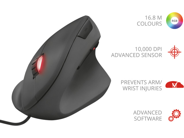 TRUST GXT144 REXX GAMING MAUS SCHWARZ 22991 mit Kabel