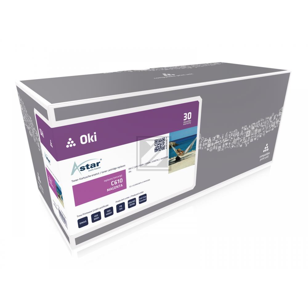 AS12610 ASTAR OKI 44315306 C6xx Toner magenta rebuilt 6000Seiten Chip