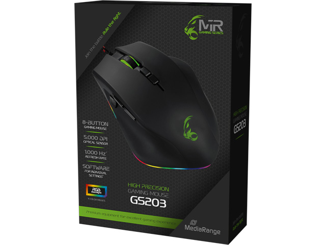 MEDIARANGE GAMING MAUS MIT KABEL MRGS203 8Tasten USB2.0 schwarz