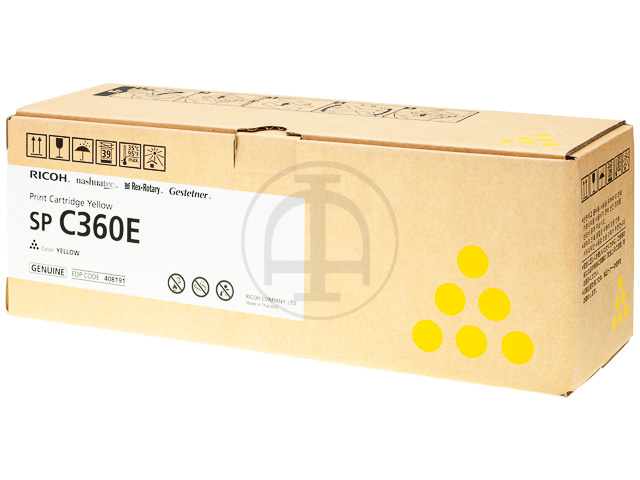 408191 RICOH SPC361SNFW TONER YEL ST Type SPC360E 1500Seiten Standard Kapaz