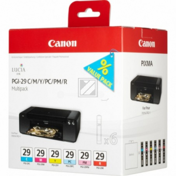 4873B005 CANON PGI29 Nr.29 Pixma Tinte (6) cmy pc/pm/r w/o SEC Blister 6x36 ml