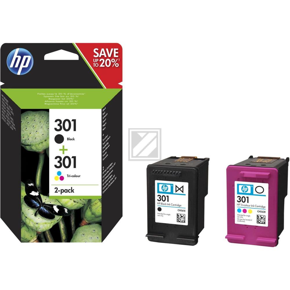 N9J72AE HP 301 DJ Tinte (2) blk-col 190/165Seiten 3/3ml