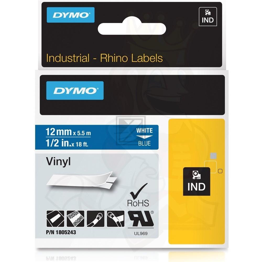 1805243 DYMO IND 12mm WEISS-BLAU Vinyl Schriftband 5,5m
