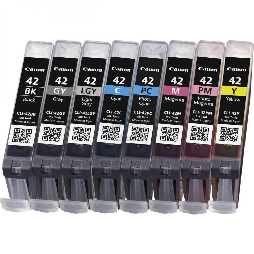 6384B010 CANON CLI42 Nr.42 Pixma Tinte (8) cmyk gy/lg/pc/pm 8x13 ml