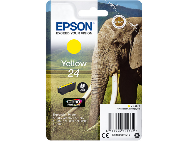 C13T24244012 EPSON XP750 TINTE YELLOW ST 4,6ml 360Seiten Standard Kapazitaet