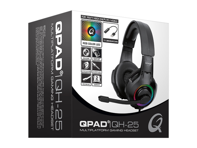 QPAD QH25 7.1 USB PRO GAMING HEADSET 9J.H3593.H25 Kabel/Mikrofon/3,5Klinke