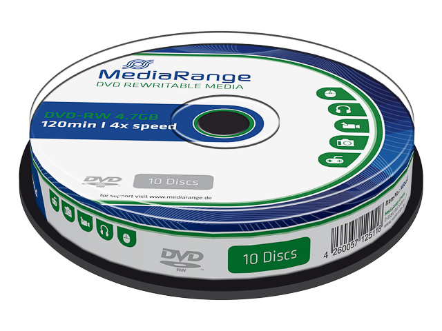 MEDIARANGE DVD-RW 4.7GB 4x (10) CB MR450 Cake Box