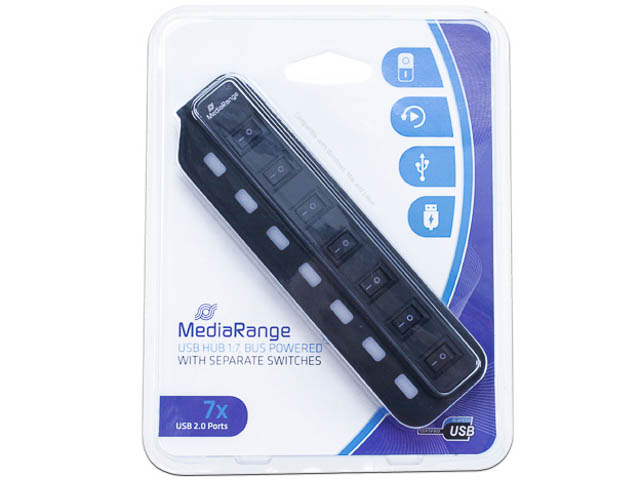MEDIARANGE 7x USB 2.0 HUB MRCS504 Plug+Play