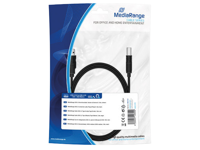 MEDIARANGE USB 2.0 KABEL A/B 1,8m MRCS101 schwarz