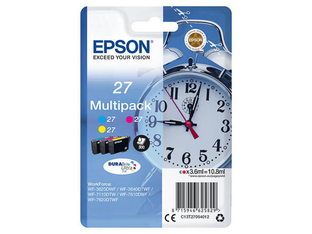 C13T27054012 EPSON WF3620 TINTE (3) CMY 3x3,6ml 3x300Seiten Standard Kapazitaet