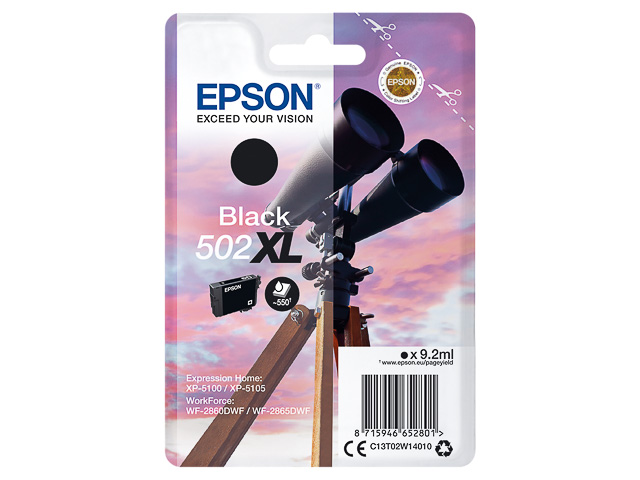 C13T02W14010 EPSON XP5100 TINTE BLACK HC 502XL 9,2ml 550Seiten hohe Kapazitaet