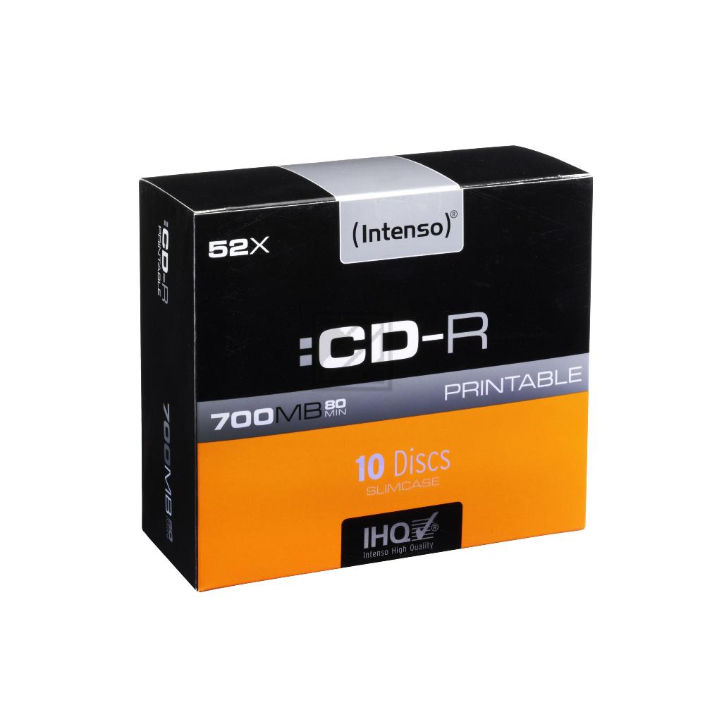 INTENSO CDR80 700MB 52x IW (10) SC 1801622 Slim Case inkjet printable