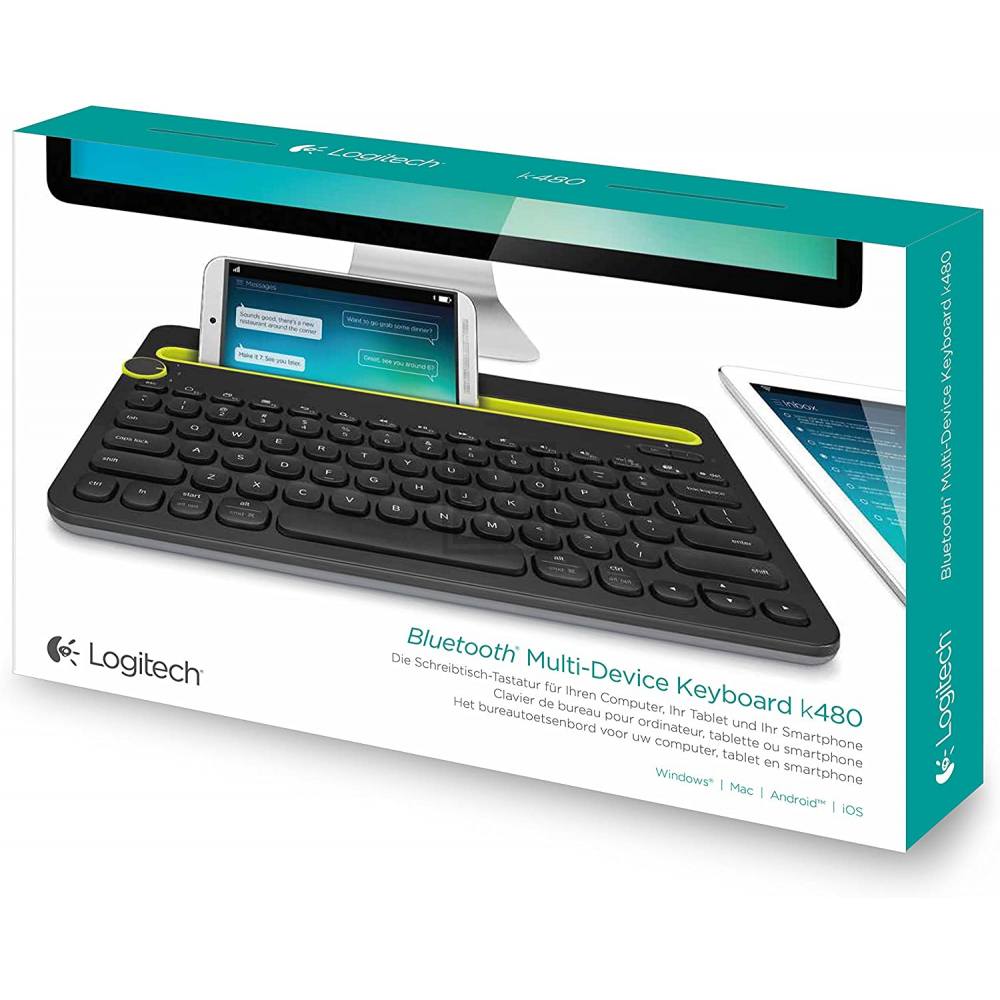 920-006350 LOGITECH K480 Tastatur QWERTZ DE kabellos schwarz
