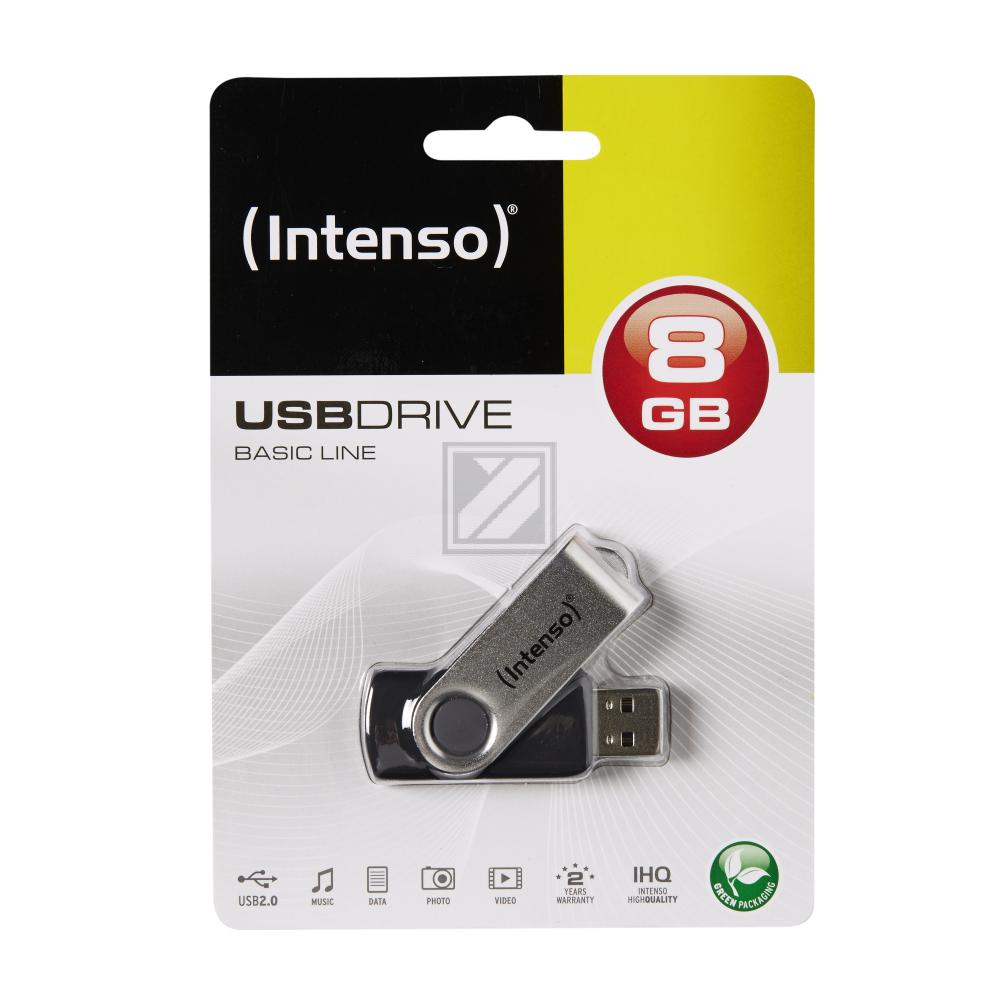 INTENSO BASIC LINE USB STICK 8GB 3503460 28Mb/s USB 2.0 schwarz