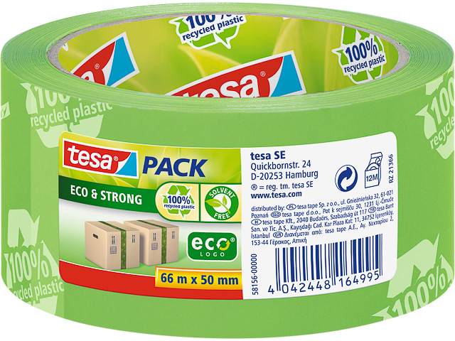 TESAPACK ECO STRONG PVC PACKBAND 58156-00000-00 66mx50mm gruen bedruckt