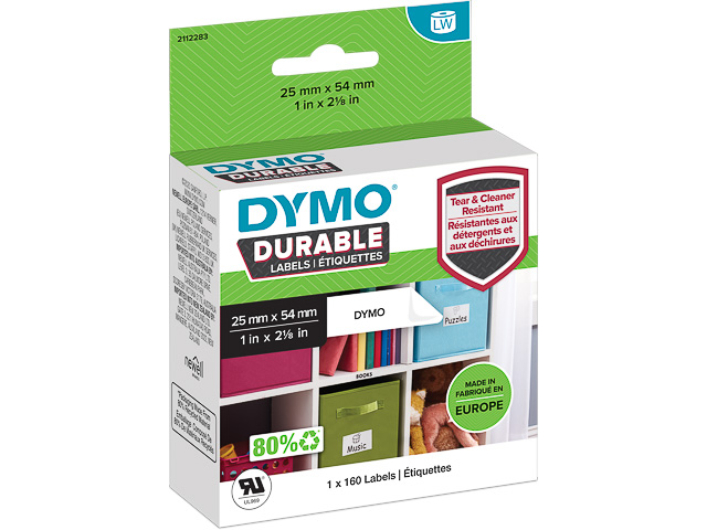 2112283 DYMO 25x54mm WEISS KUNSTSTOFF 1Rl/160Stk LW Adress-Etiketten permanent