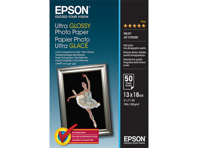 C13S041944 EPSON FOTOPAPIER 13x18cm 50Blatt 300gr ultra Hochglanz