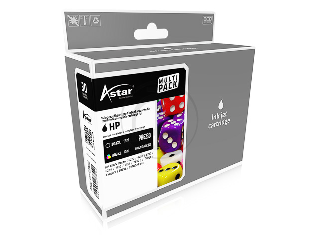 AS70040 ASTAR HP PH6230 TINTE (2) BK+COL 303XL 3YN10AE 1x12ml/1x10ml