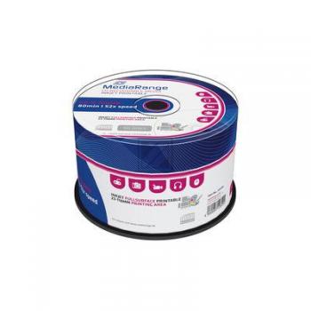 MEDIARANGE CDR80 700MB 52x IW (50) CB MR208 Cake Box inkjet printable