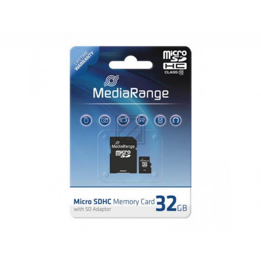 MEDIARANGE MICRO SDHC KARTE 32GB MR959 Klasse 10 mit Adapter