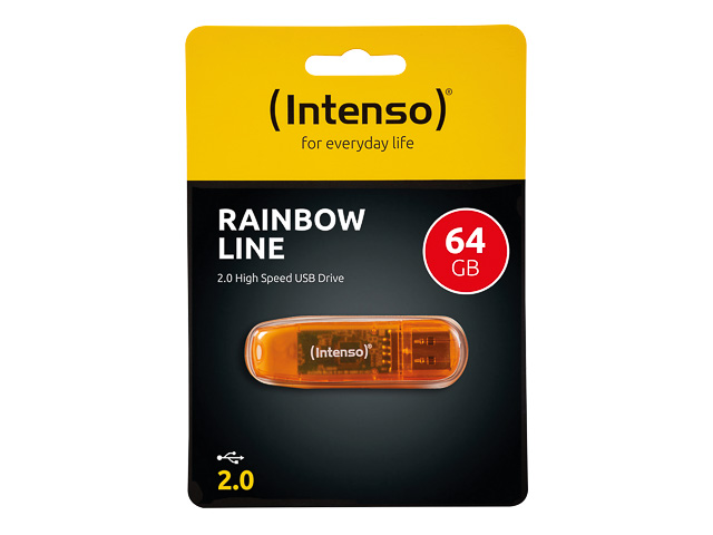 INTENSO RAINBOW LINE USB STICK 64GB 3502490 28MB/s USB 2.0 orange