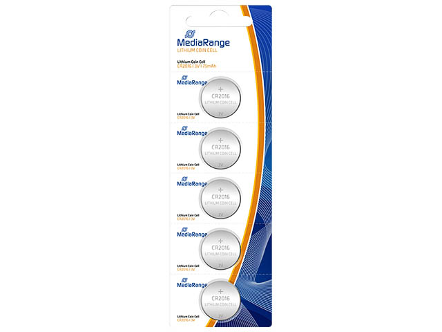 MEDIARANGE CR2016 BATTERIEN 5er PACK MRBAT136 Lithium Knopfzellen 3V