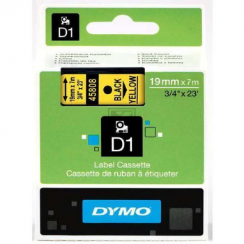 S0720880 DYMO D1 19mm SCHWARZ-GELB 45808 Schriftband 7m