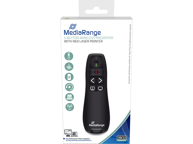 MEDIARANGE PRAESENTATIONSHILFE KABELLOS MROS220 5Tasten inkl. Laserpointer
