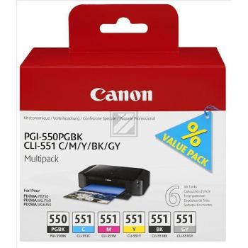 6496B005 CANON PGI550+CLI551 Pixma Tinte (6) cmyk gy/pbk w/o SEC 1x300/5x314