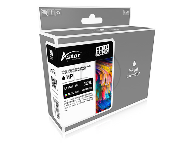 AS70027 ASTAR HP OJ3830 TINTE (2) K COL F6U68AE/F6U67AE/302XL 1x8,5/1x8ml