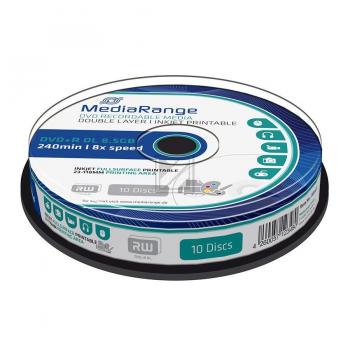MEDIARANGE DVD+R DL 8.5GB 8x IW (10) CB MR468 Cake Box inkjet printable