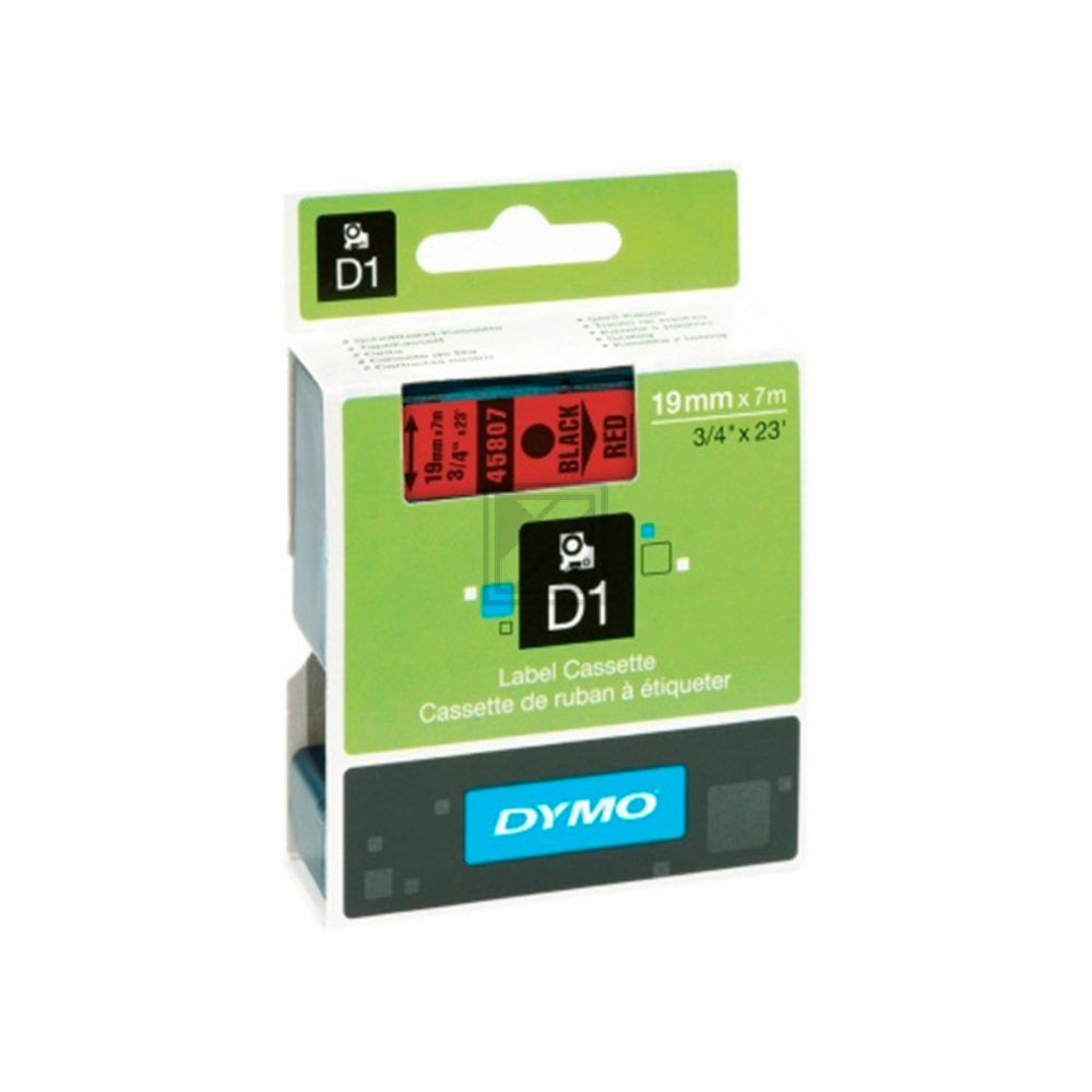 S0720870 DYMO D1 19mm SCHWARZ-ROT 45807 Schriftband 7m