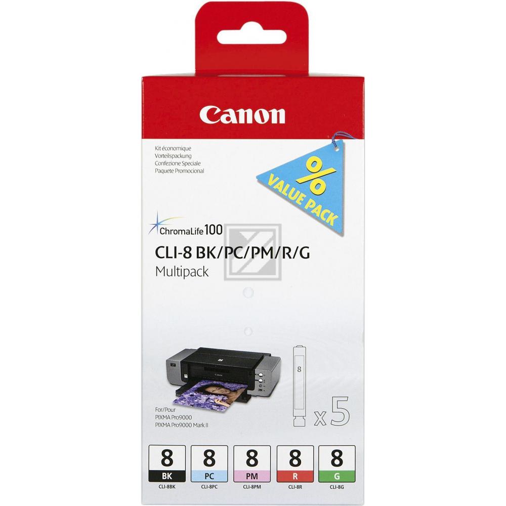 0620B027 CANON CLI8 Nr.8 Pixma Tinte (5) blk/pc/pm/r/g w/o SEC Blister 5x13 ml