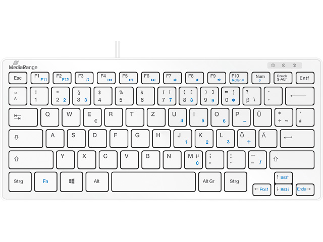 MEDIARANGE TASTATUR QWERTZ DE MROS113 mit Kabel weiss-hellgrau