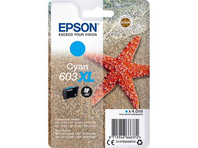 C13T03A24010 EPSON XP2100 TINTE CYA HC 603XL 4ml hohe Kapazitaet