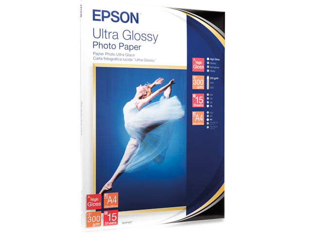 C13S041927 EPSON FOTOPAPIER A4 15Blatt 300gr ultra glaenzend