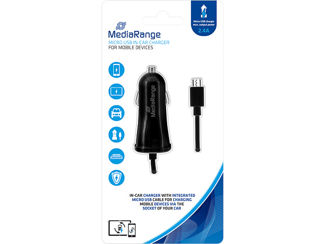 MEDIARANGE KFZ-LADEGERAET 1.0A SCHWARZ MRMA101-02 2.4A Ausgangsleistung 1m