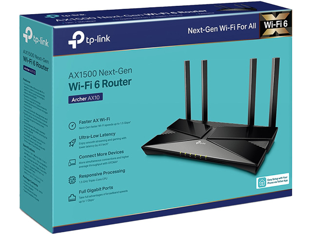 TP-LINK AX1500 WiFi 6 ROUTER ARCHER AX10 schwarz