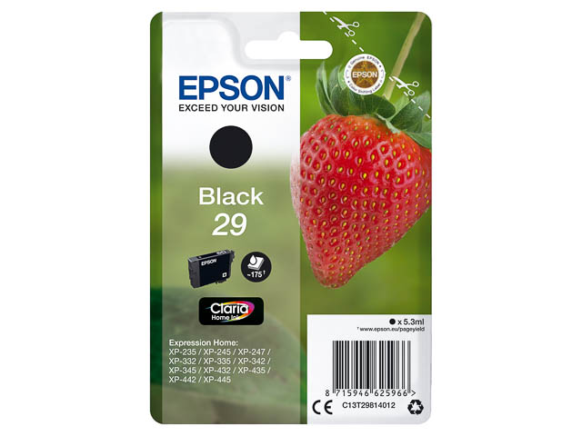 C13T29814012 EPSON XP235 TINTE BLACK ST 5,3ml 175Seiten Standard Kapazitaet