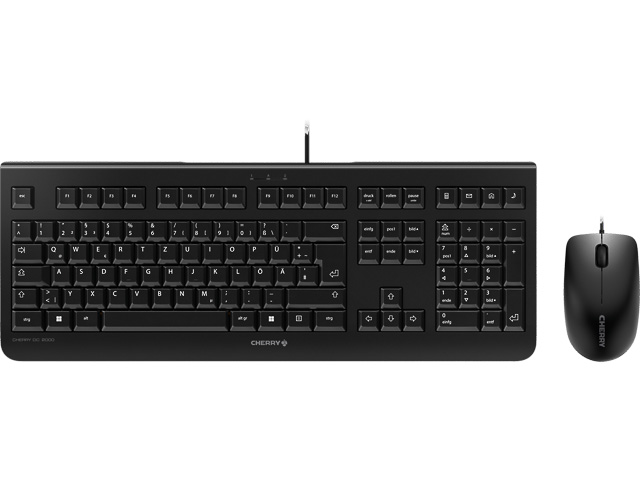 CHERRY DC2000 TASTATUR+MAUS QWERTZ DE JD-0800DE-2 schwarz mit Kabel USB