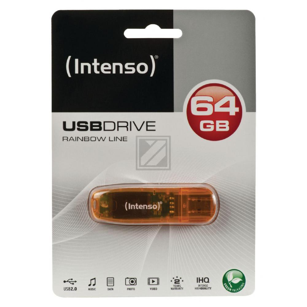 INTENSO RAINBOW LINE USB STICK 64GB 3502490 28MB/s USB 2.0 orange