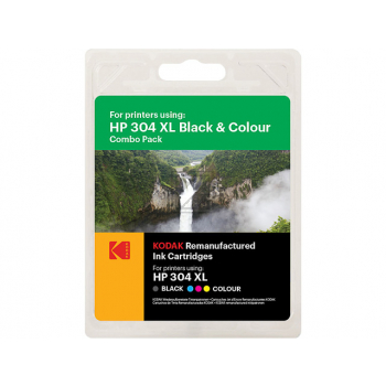 185H030417 KODAK HP 3JB05AE DJ Tinte (2) blk-col HC rebuilt Blister 15/18ml