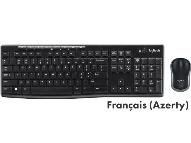LOGITECH MK270 TASTATUR+MAUS AZERTY FR 920-004510 kabellos schwarz