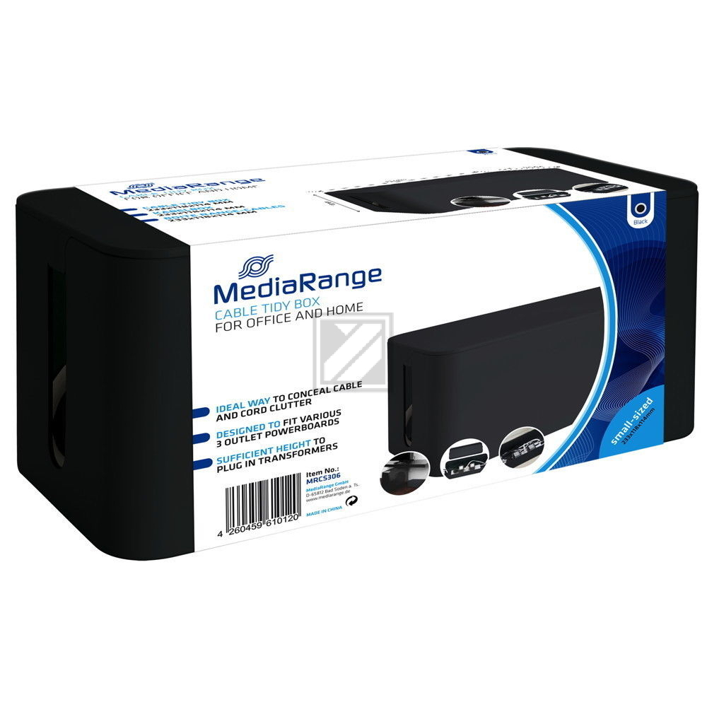 MRCS306 MEDIARANGE Kabelbox schwarz 233x118x114mm small