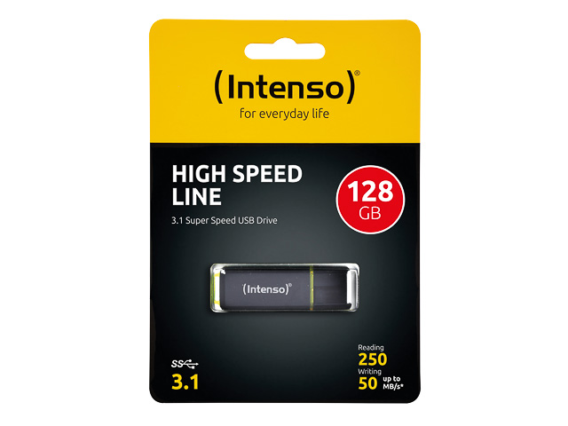 INTENSO HIGH SPEED LINE USB STICK 128GB 3537491 100MB/s USB 3.1 schwarz
